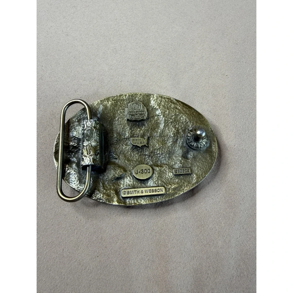 Smith & Wesson Eagle Bronze Blue Enamel 1852 Belt Buckle Vintage